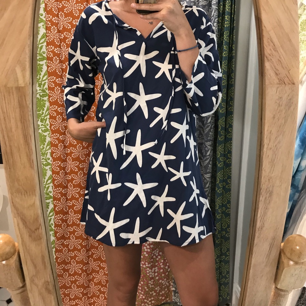 Blue and White Starfish Beach Coverup